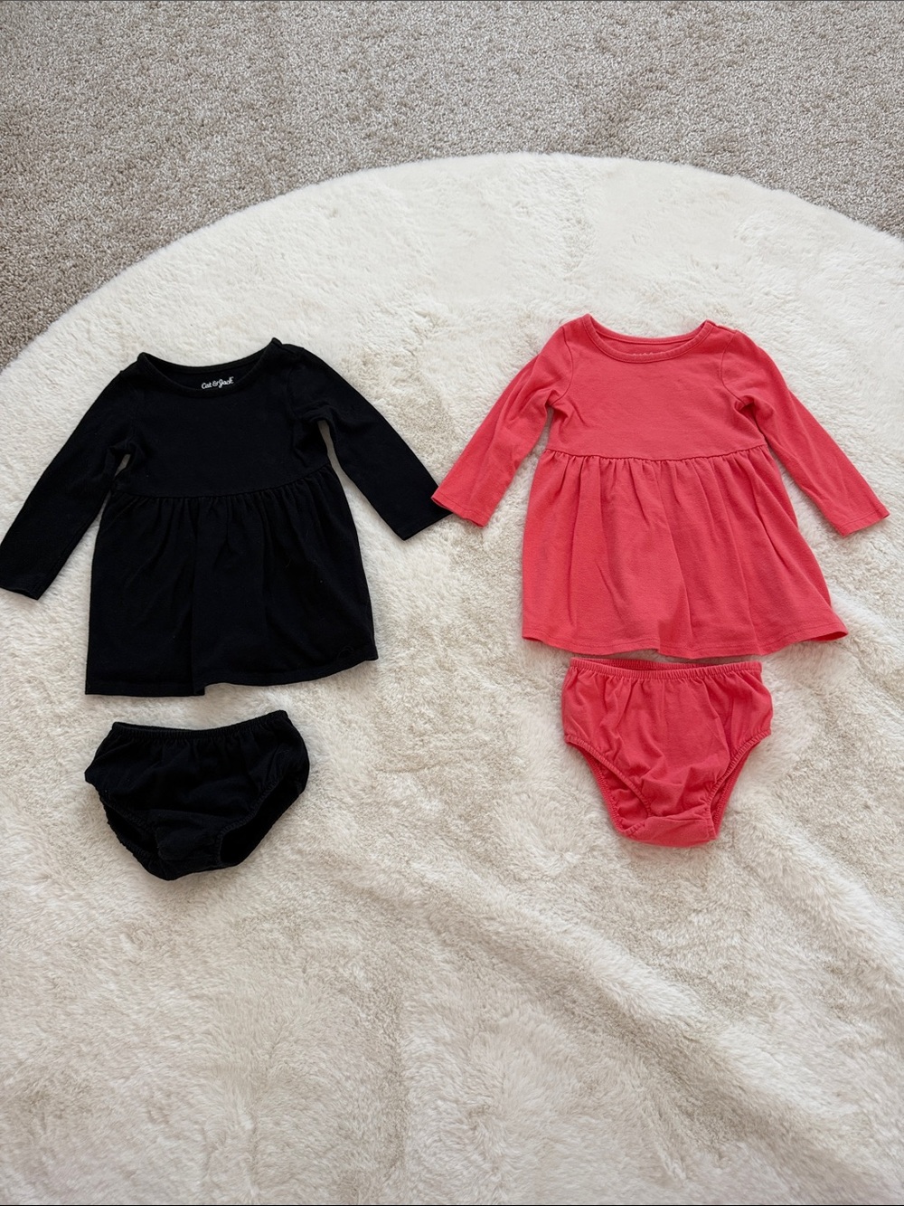 Cat & Jack Long-Sleeve Baby Dresses with Bloomers - Black and Coral